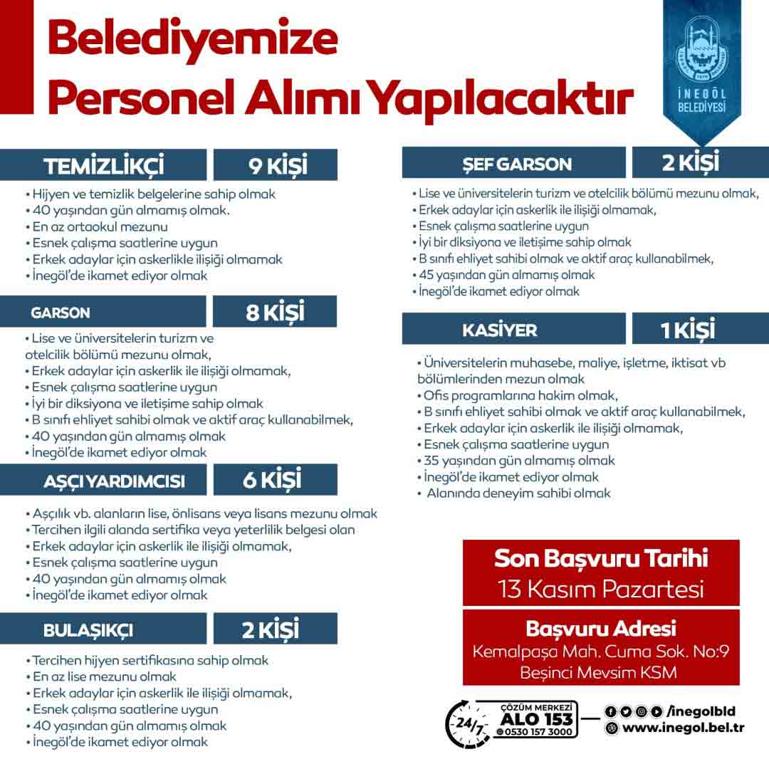 İnegöl belediyesi eleman alınacakjpg