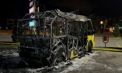 Park halindeki belediye midibüsü alev topuna döndü